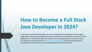 How to Become a Full Stack Java Developer in 2024