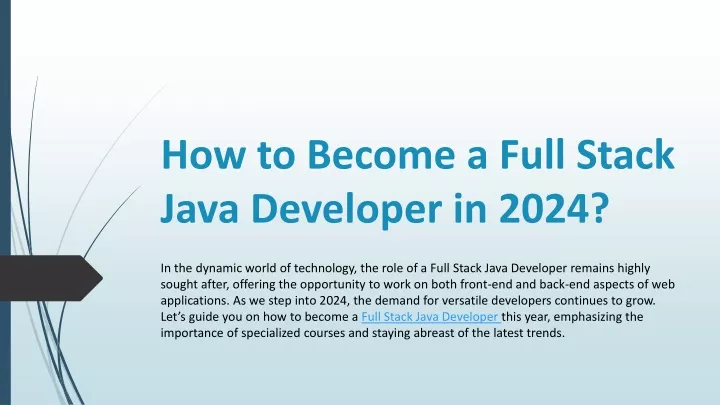 how to become a full stack java developer in 2024