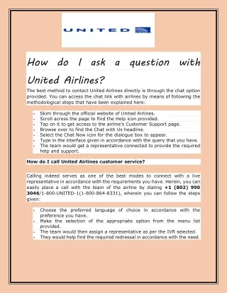 How do I ask a question with United Airlines