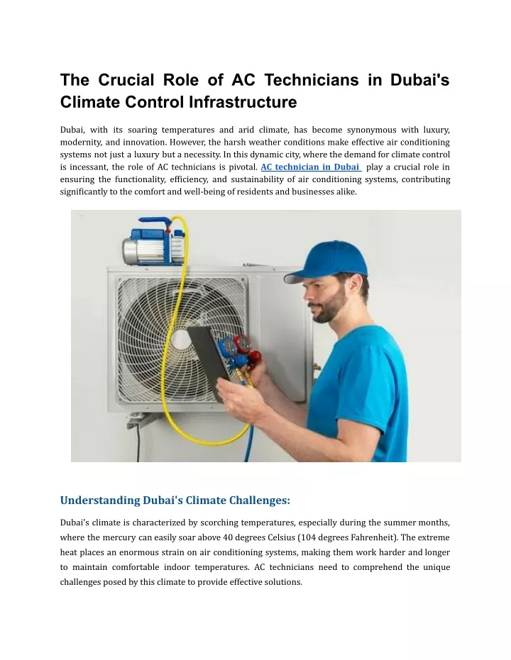 the crucial role of ac technicians in dubai