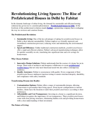 Prefabricated houses in delhi - fabitat