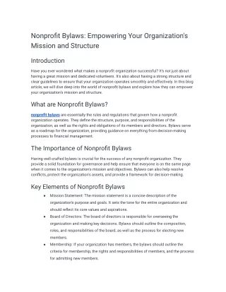 Nonprofit Bylaws: Empowering Your Organization's Mission and Structure