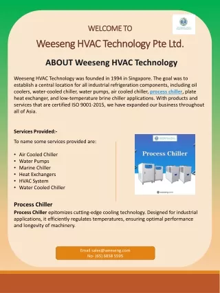 Know the role of Process Chiller - Weeseng Singapore