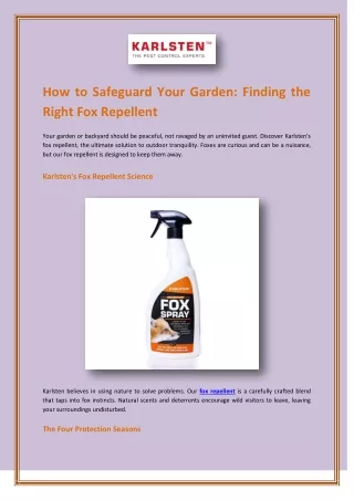 How to Safeguard Your Garden - Finding the Right Fox Repellent.