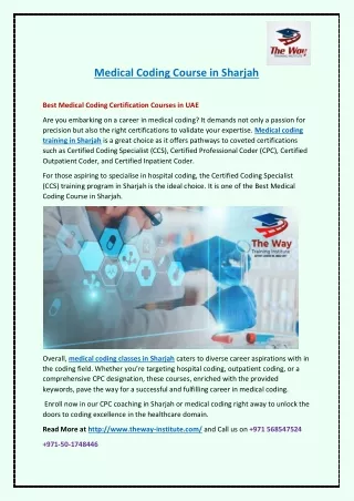 medical coding course in sharjah