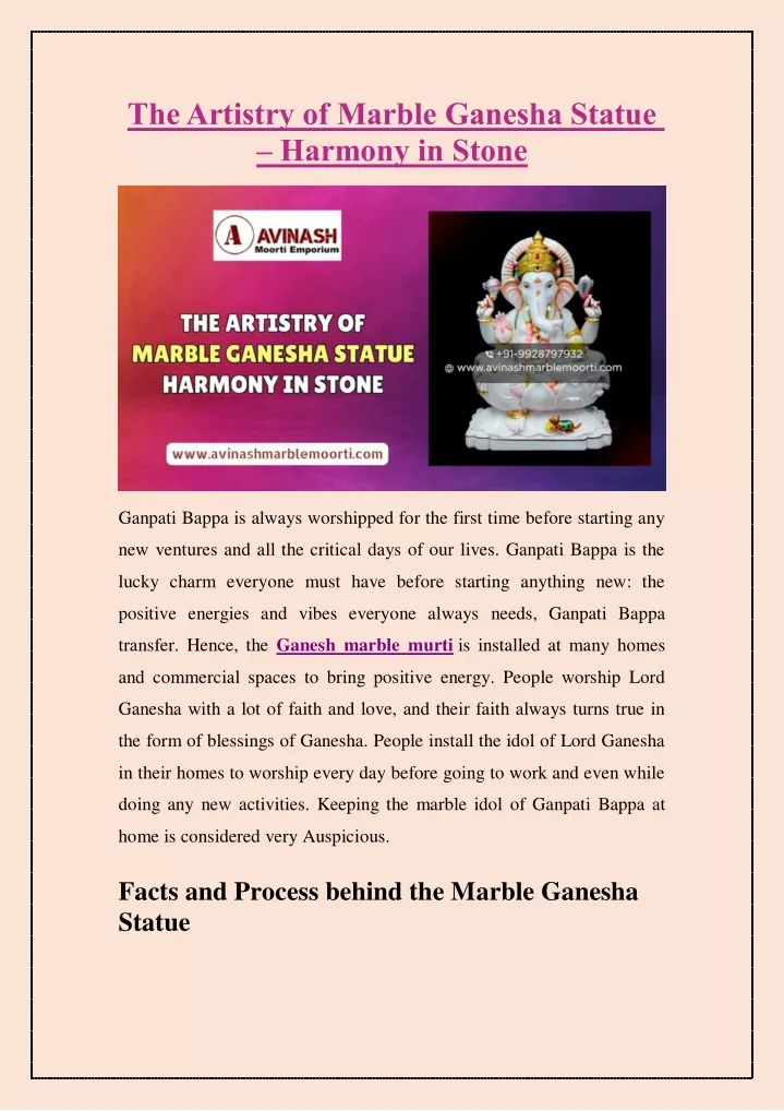 the artistry of marble ganesha statue harmony