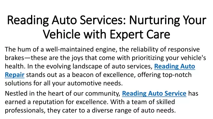 reading auto services nurturing your vehicle with expert care