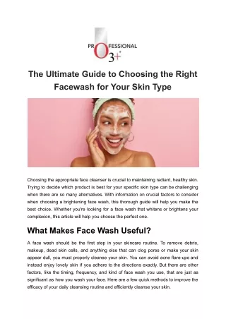 Decoding Perfection- Choose the Right Face Wash
