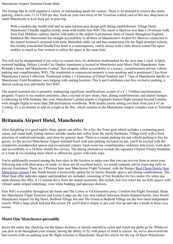 manchester airport terminal guide male