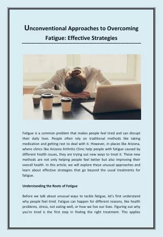Unconventional Approaches to Overcoming Fatigue Effective Strategies