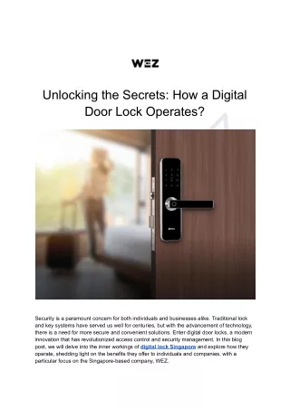 Unlocking the Secrets How a Digital Door Lock Operates