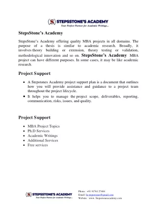 StepsStone Academy MBA Project Report
