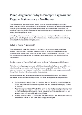 Pump Alignment_ Why Is Prompt Diagnosis and Regular Maintenance a No-Brainer