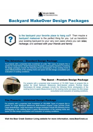 Backyard Makeover Design Packages