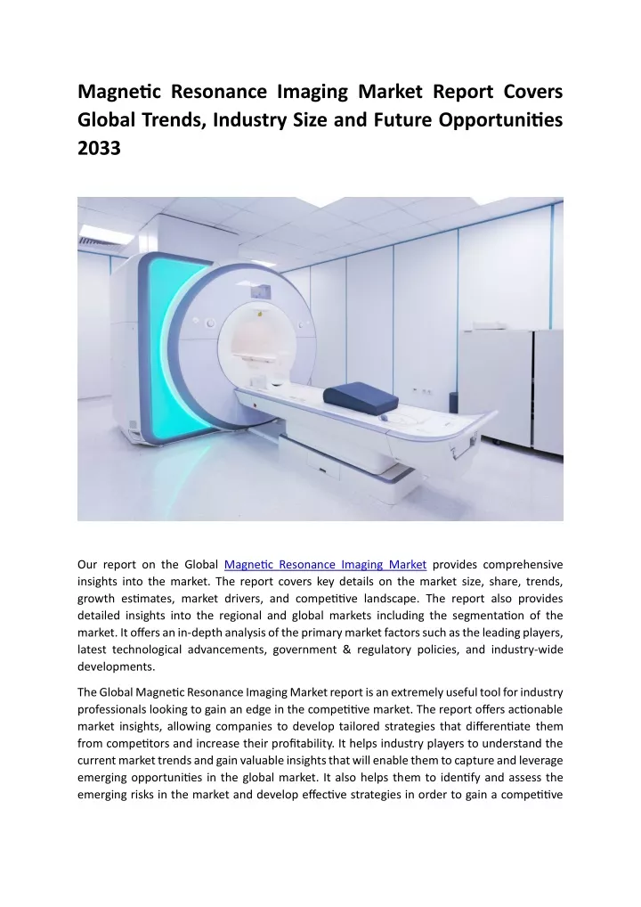 magnetic resonance imaging market report covers