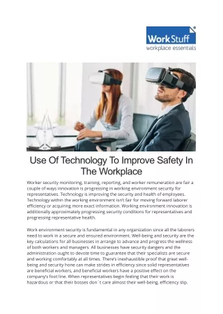 Use Of Technology To Improve Safety In The Workplace