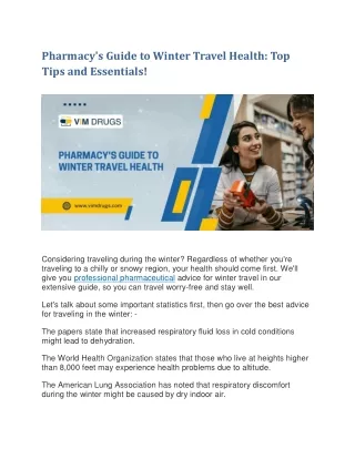 Pharmacy's Guide to Winter Travel Health Top Tips and Essentials!