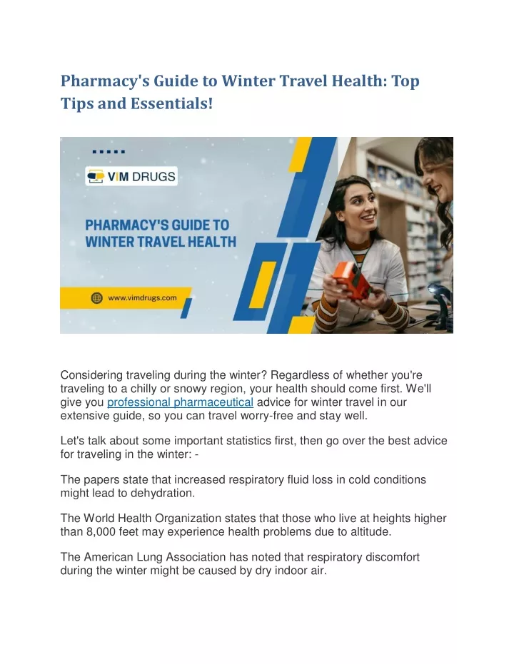 pharmacy s guide to winter travel health top tips