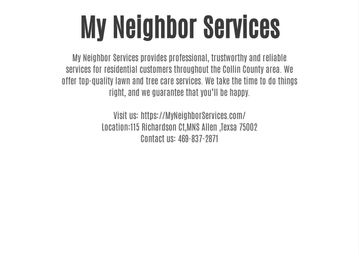 my neighbor services