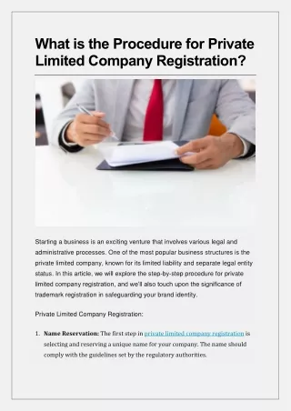 what is the procedure for private limited company