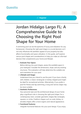 Jordan Hidalgo Largo FL: A Comprehensive Guide to Choosing the Right Pool Shape