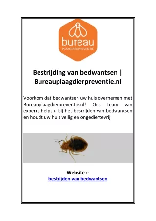 Bestrijding van bedwantsen | Bureauplaagdierpreventie.nl