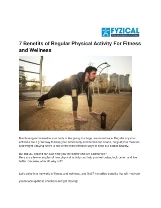 7 Benefits of Regular Physical Activity