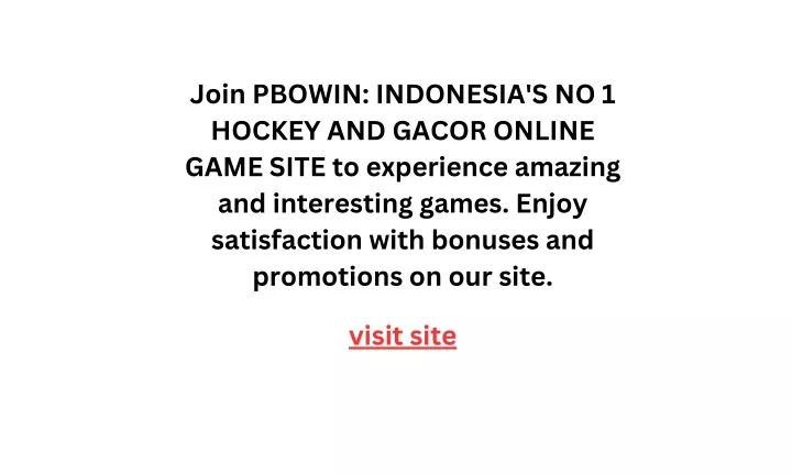join pbowin indonesia s no 1 hockey and gacor