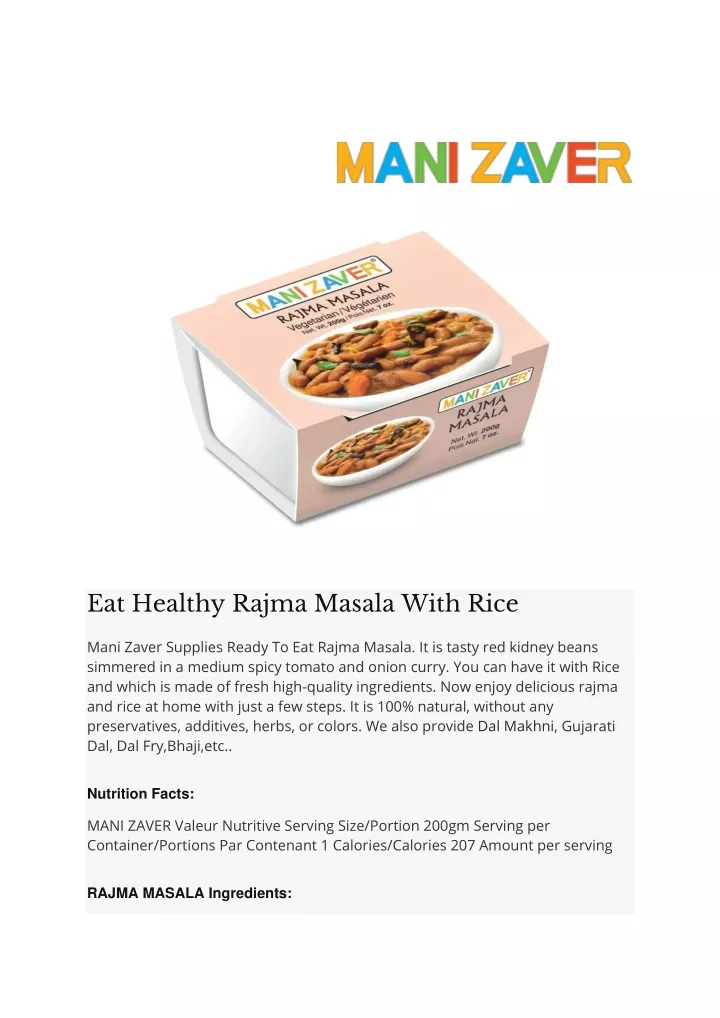 eat healthy rajma masala with rice