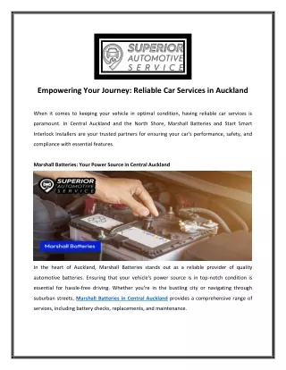 Reliable Car Services in Auckland