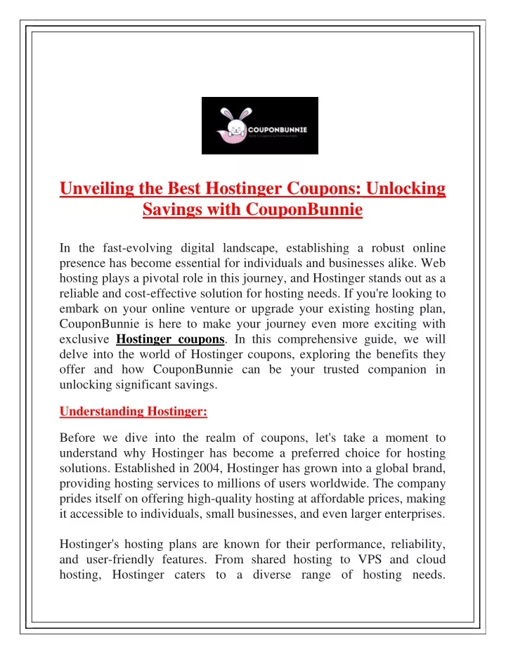 unveiling the best hostinger coupons unlocking