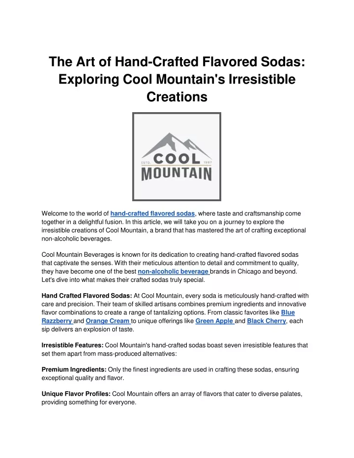 the art of hand crafted flavored sodas exploring cool mountain s irresistible creations