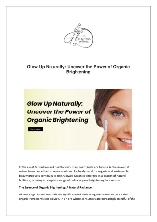 Glow Up Naturally: Uncover the Power of Organic Brightening