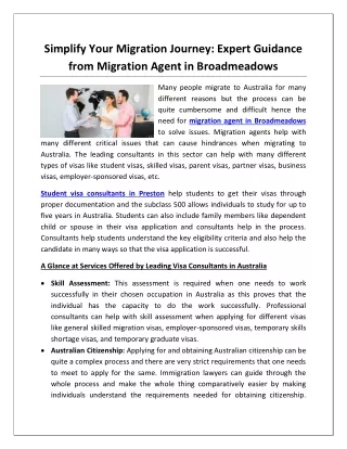 Simplify Your Migration Journey Expert Guidance from Migration Agent in Broadmeadows