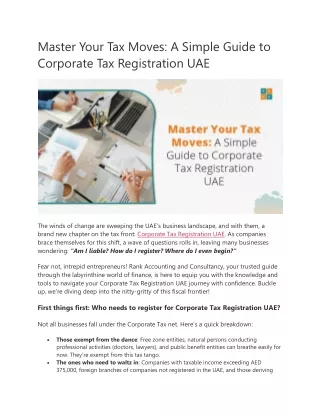 Master Your Tax Moves A Simple Guide to Corporate Tax Registration UAE