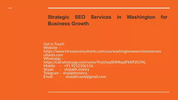 strategic seo services in washington for business