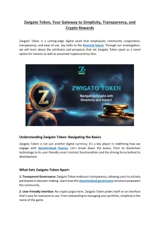 zwigato token your gateway to simplicity
