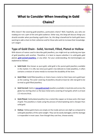 Top 3 Things to Check When Investing in Gold Chains