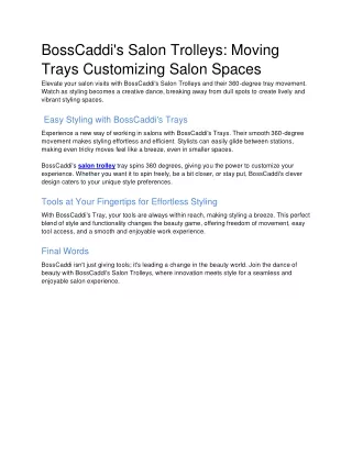 BossCaddi's Salon Trolleys: Moving Trays Customizing Salon Spaces