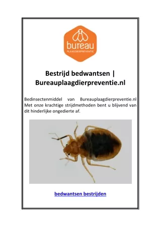 Bestrijd bedwantsen | Bureauplaagdierpreventie.nl