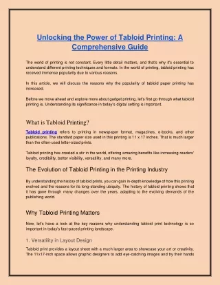unlocking the power of tabloid printing