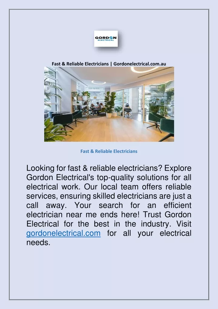 fast reliable electricians gordonelectrical com au