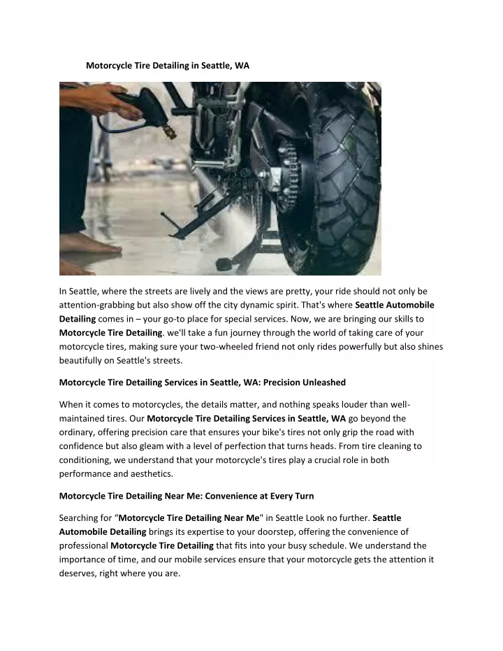 motorcycle tire detailing in seattle wa