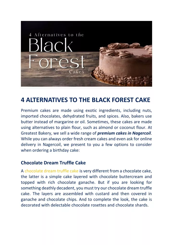 4 alternatives to the black forest cake