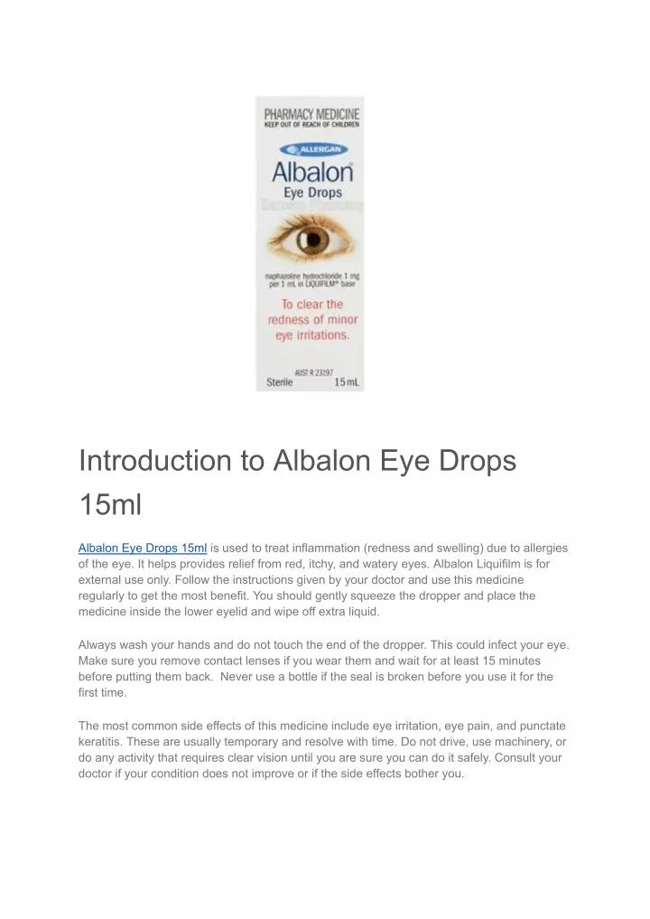 introduction to albalon eye drops 15ml