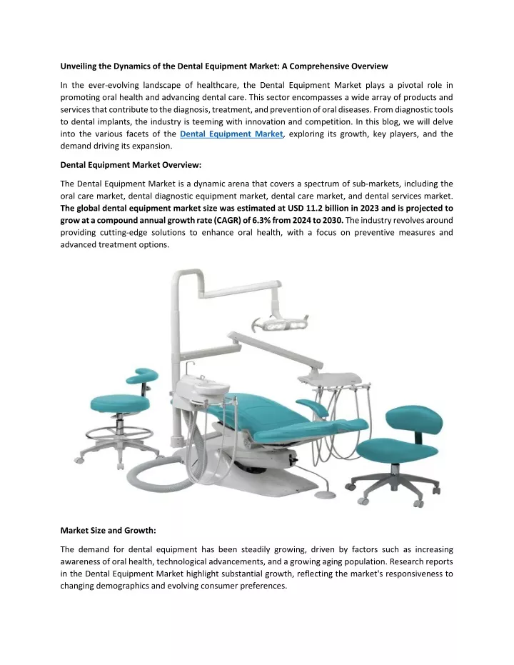 unveiling the dynamics of the dental equipment