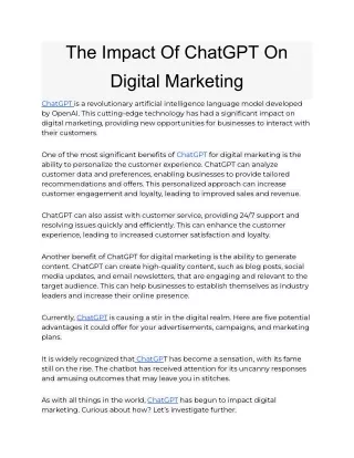 The Impact Of ChatGPT On Digital Marketing