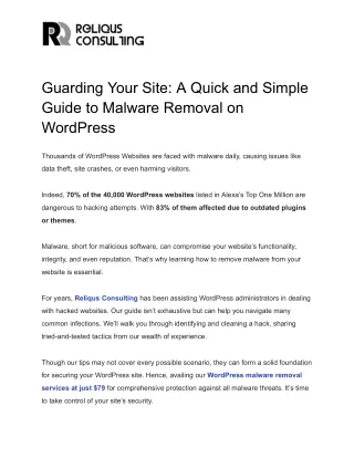 Guarding Your Site A Quick and Simple Guide to Malware Removal on WordPress
