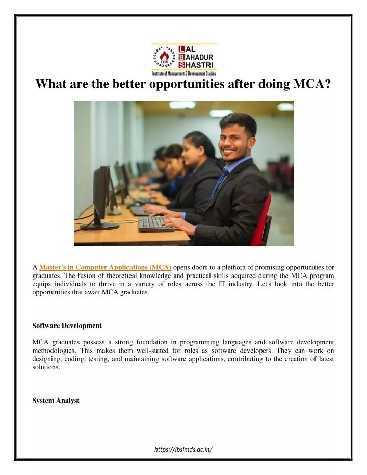 what are the better opportunities after doing mca