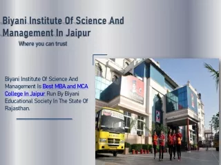 Biyani Institute of Science and management in Jaipur for MBA and MCA
